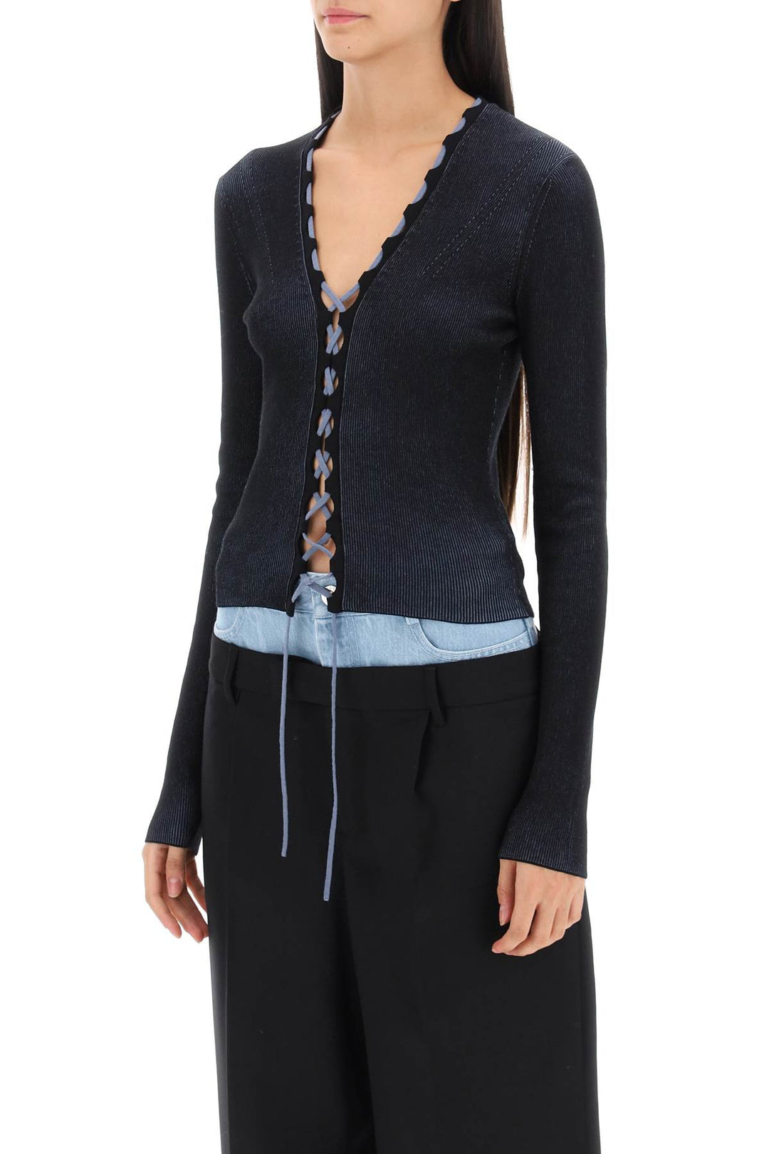 Dion Lee two-tone lace-up cardigan