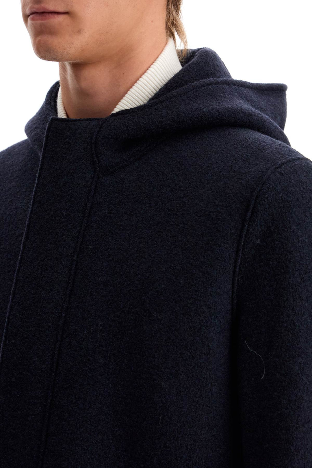 Harris Wharf London hooded wool coat in boiled wool