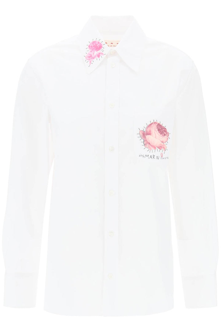 Marni shirt with flower print patch and logo