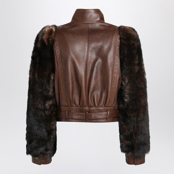 Chloé cropped leather and shearling jacket