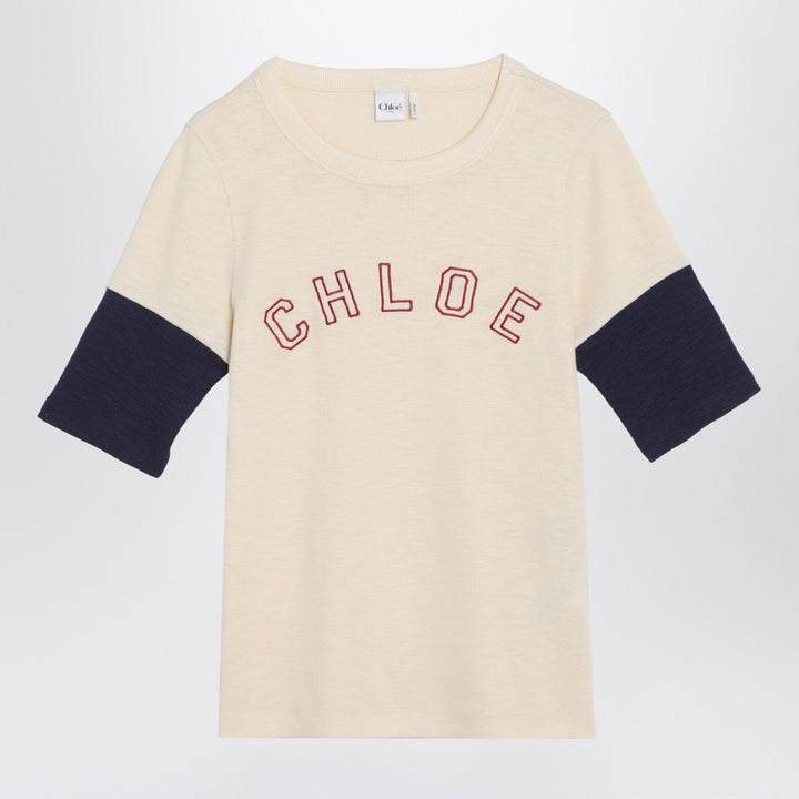 Chloé Wool and cotton T-shirt with logo