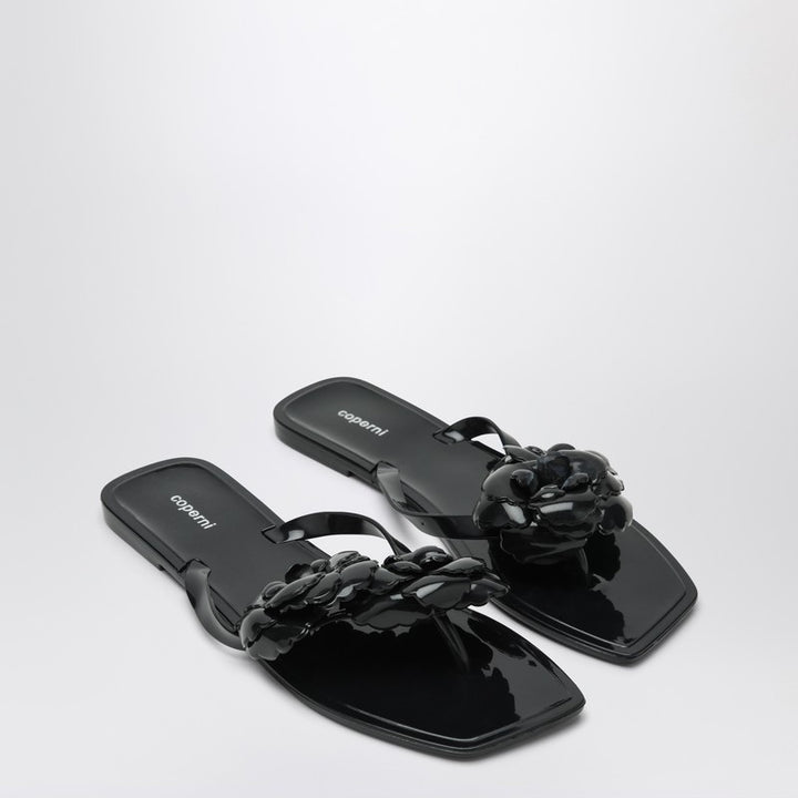 z Coperni Black silicone Flower flip-flops