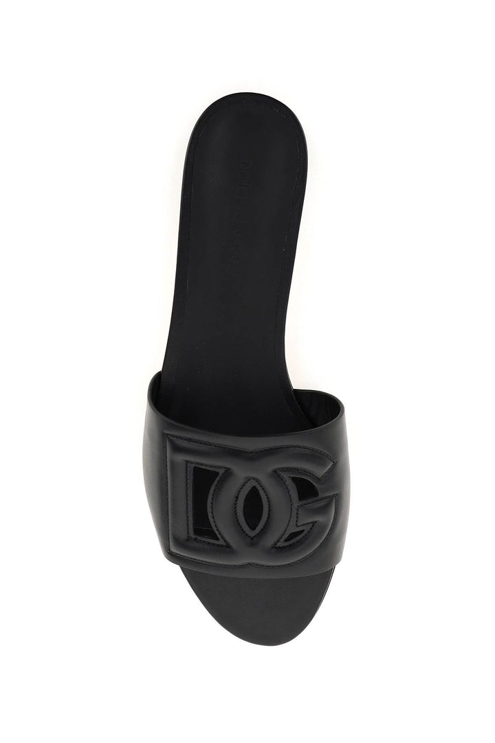 Dolce & Gabbana leather slides with cut-out logo