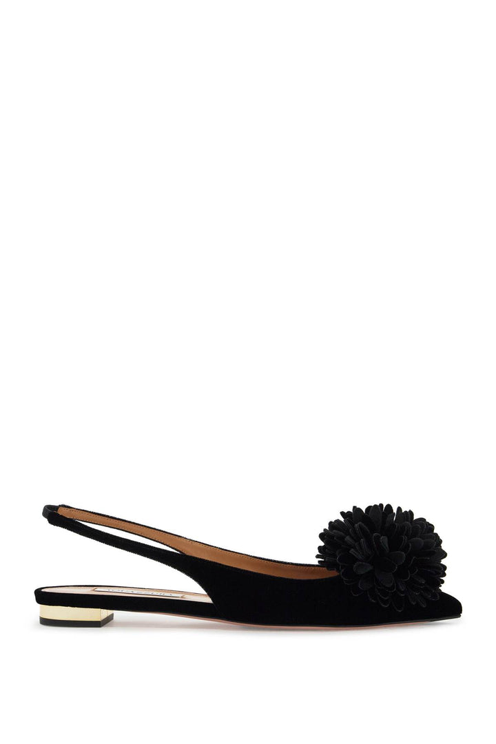 Aquazzura Couturier velvet Pom slingback flats