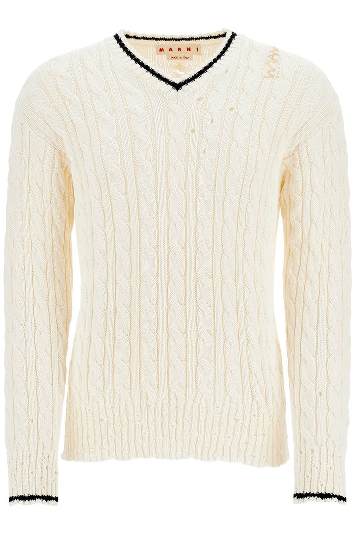 Marni cable knit v-neck sweater