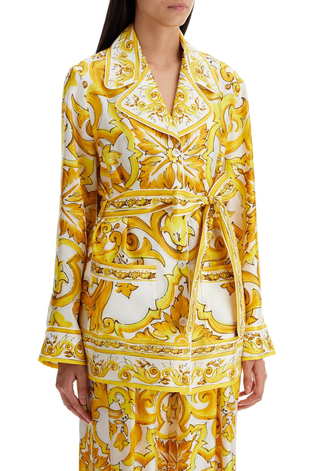 Dolce & Gabbana silk blouse with maiolica print and