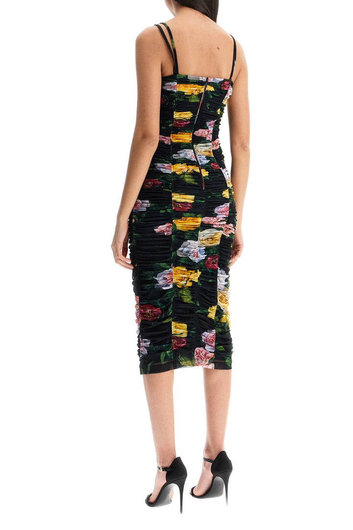 Dolce & Gabbana black floral midi dress