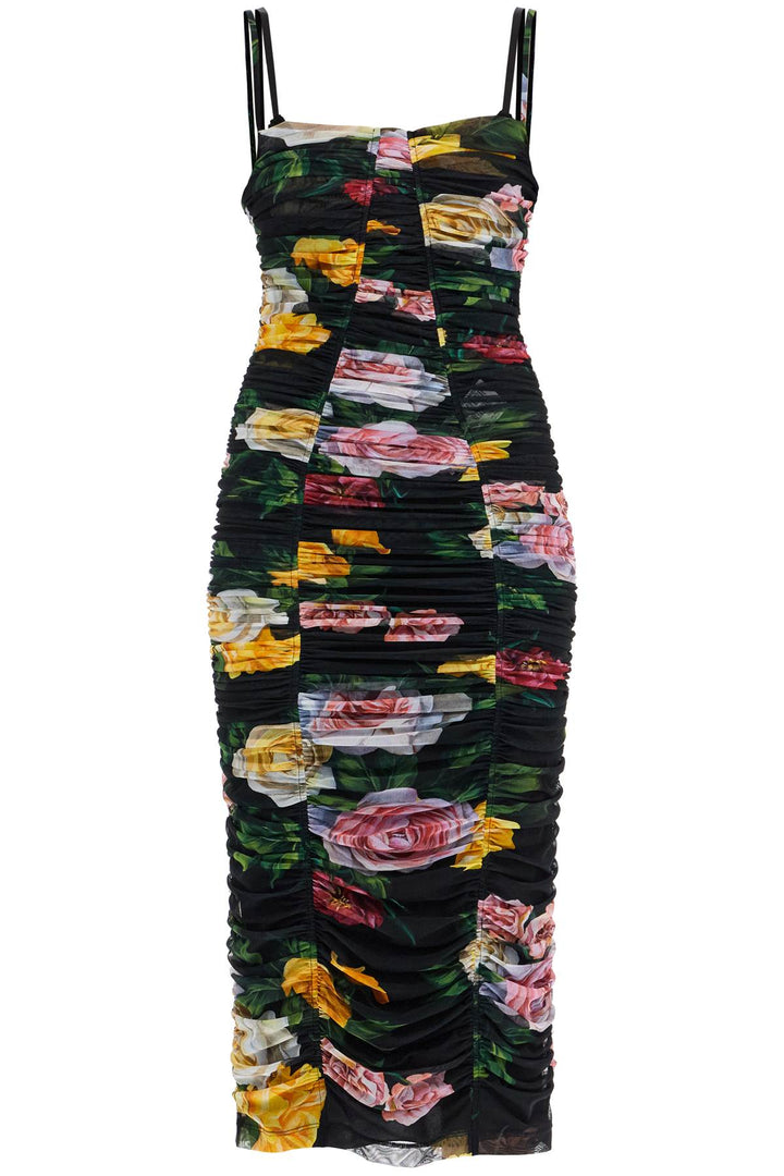 Dolce & Gabbana black floral midi dress