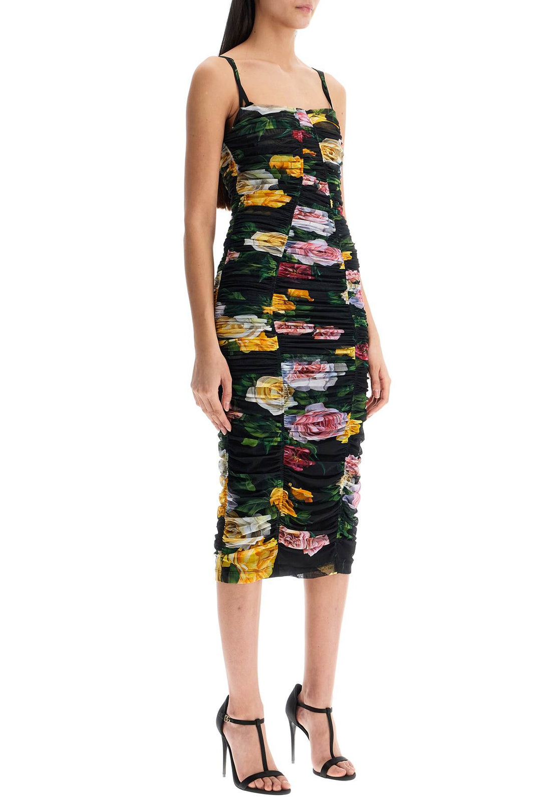 Dolce & Gabbana black floral midi dress