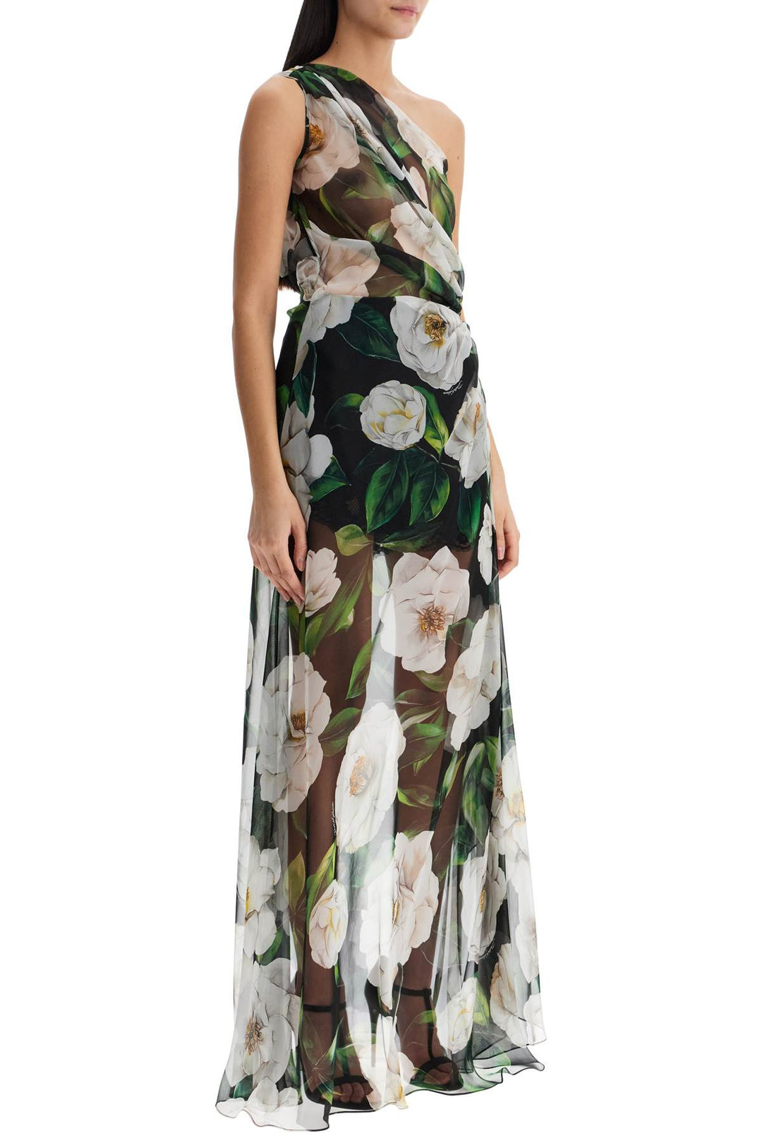 Dolce & Gabbana maxi one-shoulder floral silk dress