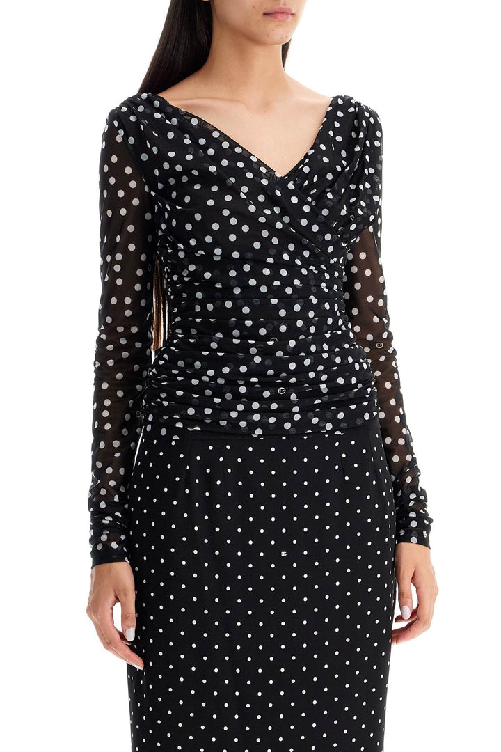 Dolce & Gabbana polka dot draped top