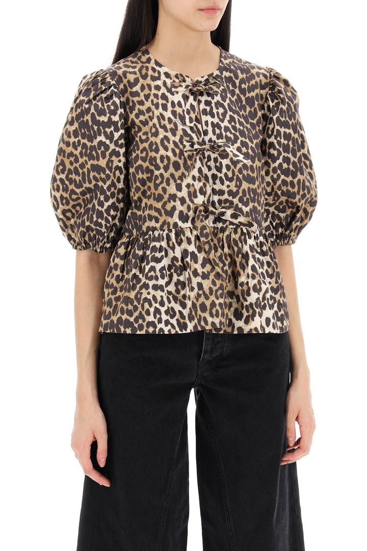 Ganni leopard print peplum blouse