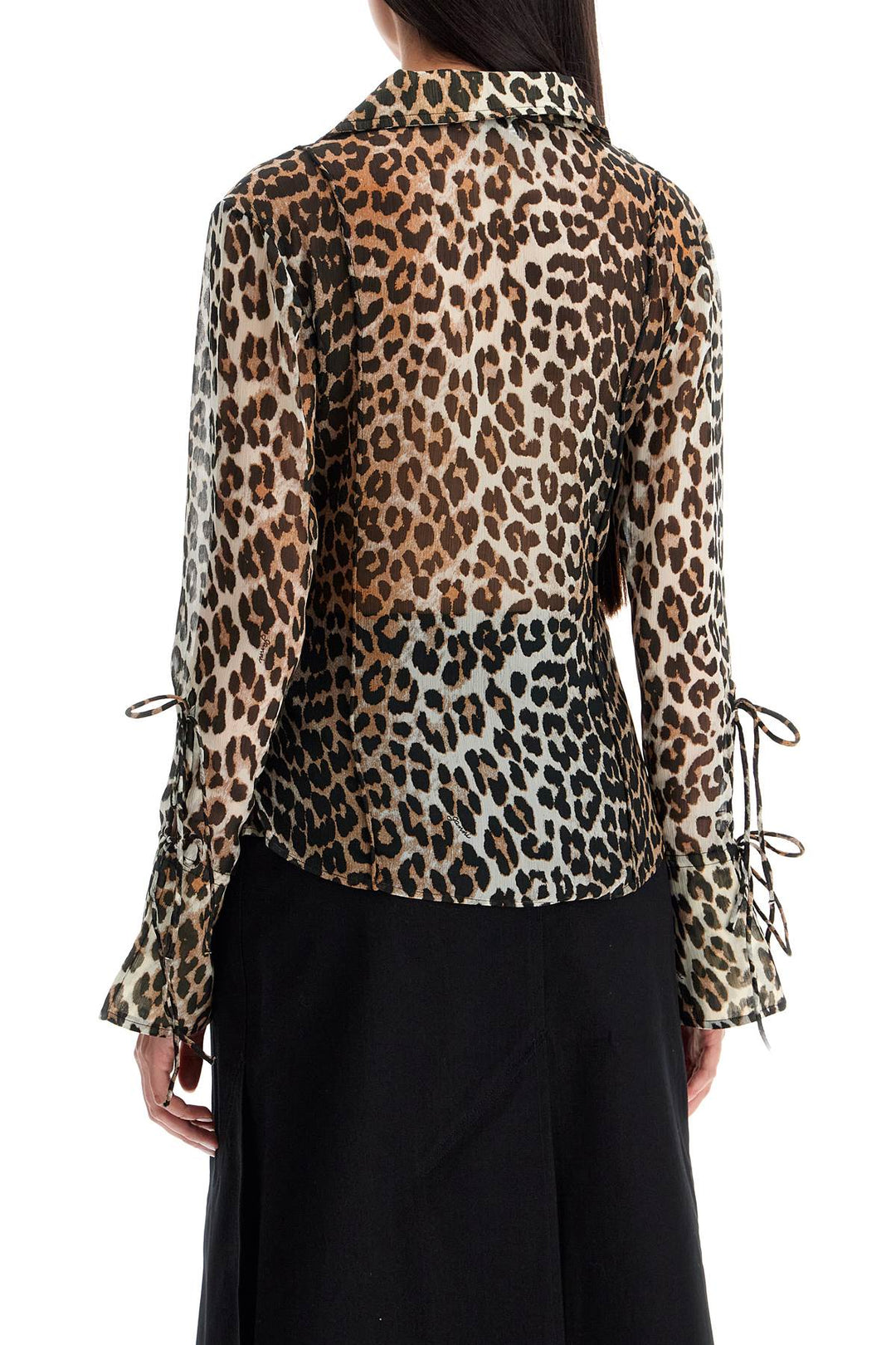 Ganni leopard print chiffon blouse