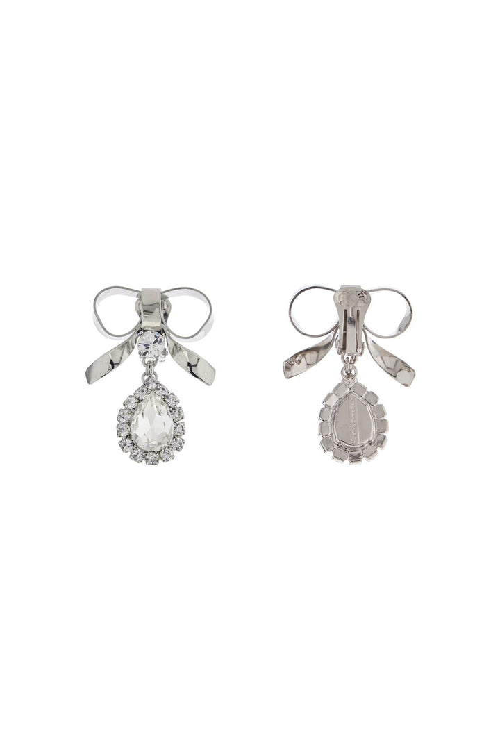 Alessandra Rich bow earrings with crystal pendant