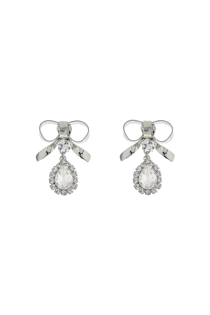 Alessandra Rich bow earrings with crystal pendant