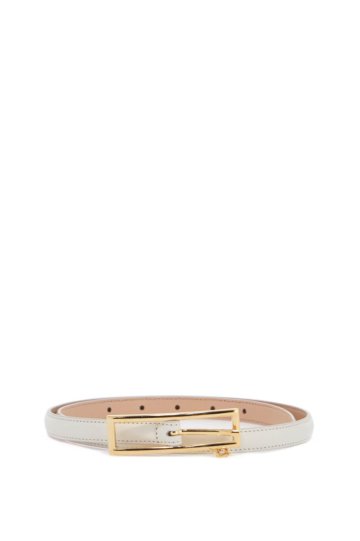 Alessandra Rich slim leather belt with logo charm