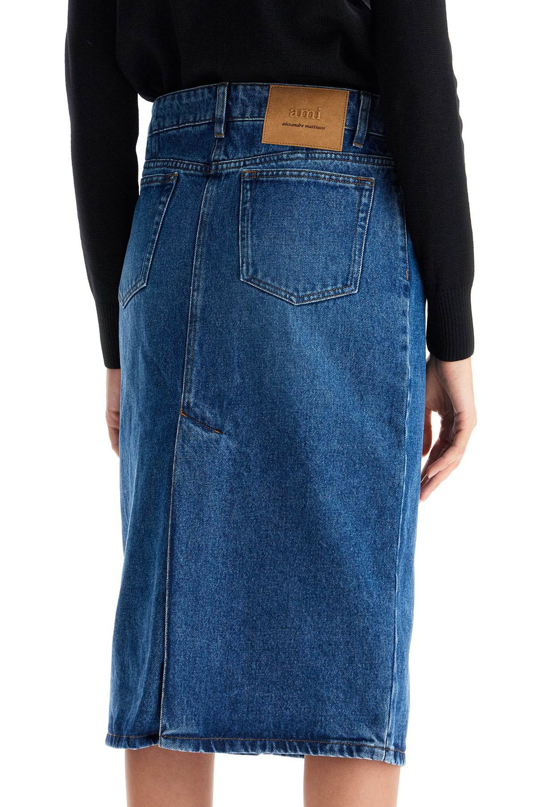 Ami Alexandre Matiussi denim midi skirt