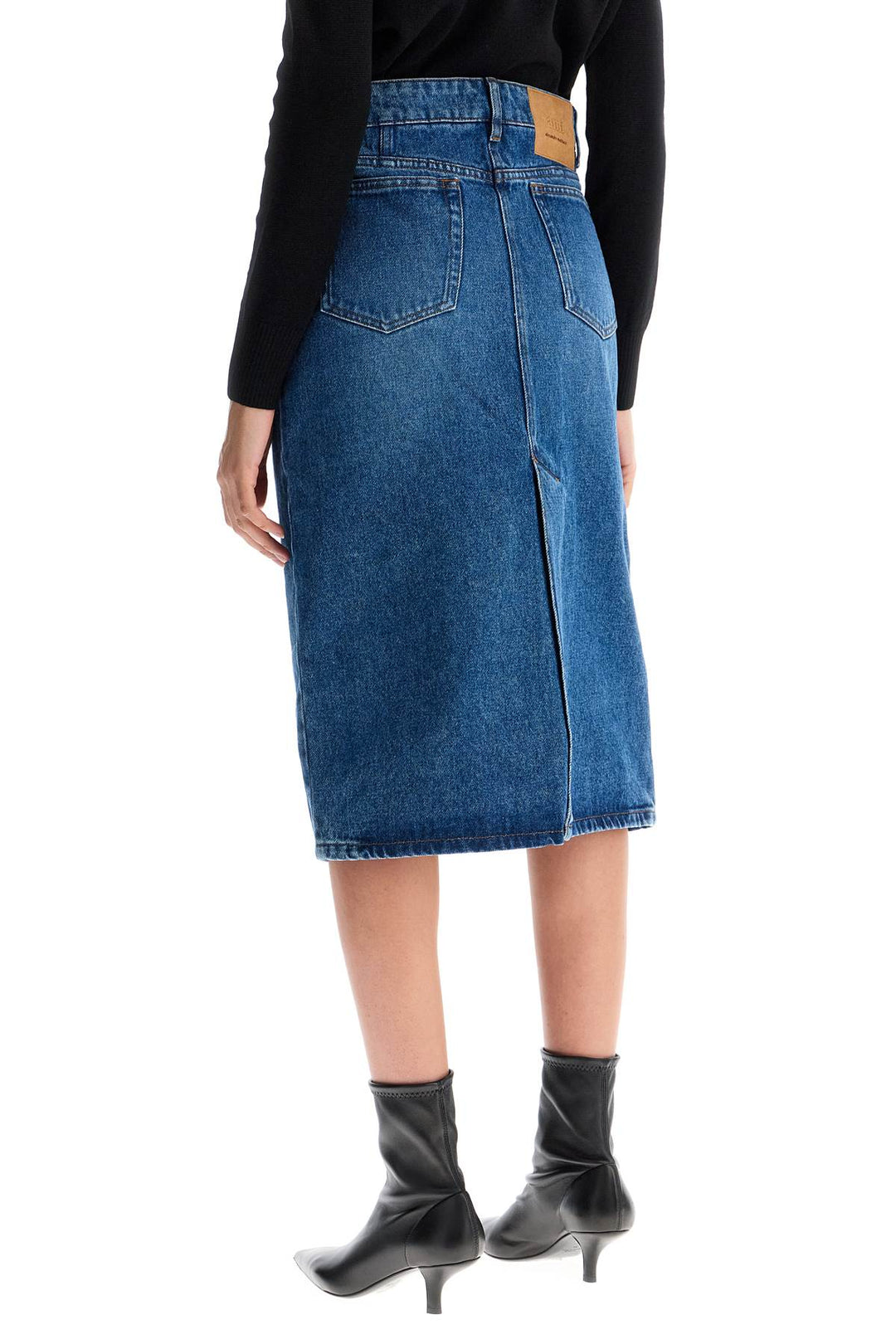 Ami Alexandre Matiussi denim midi skirt