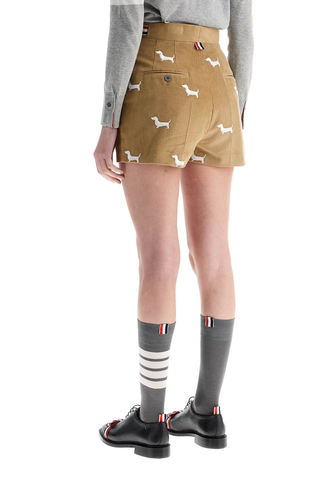 Thom Browne shorts with white dog pattern