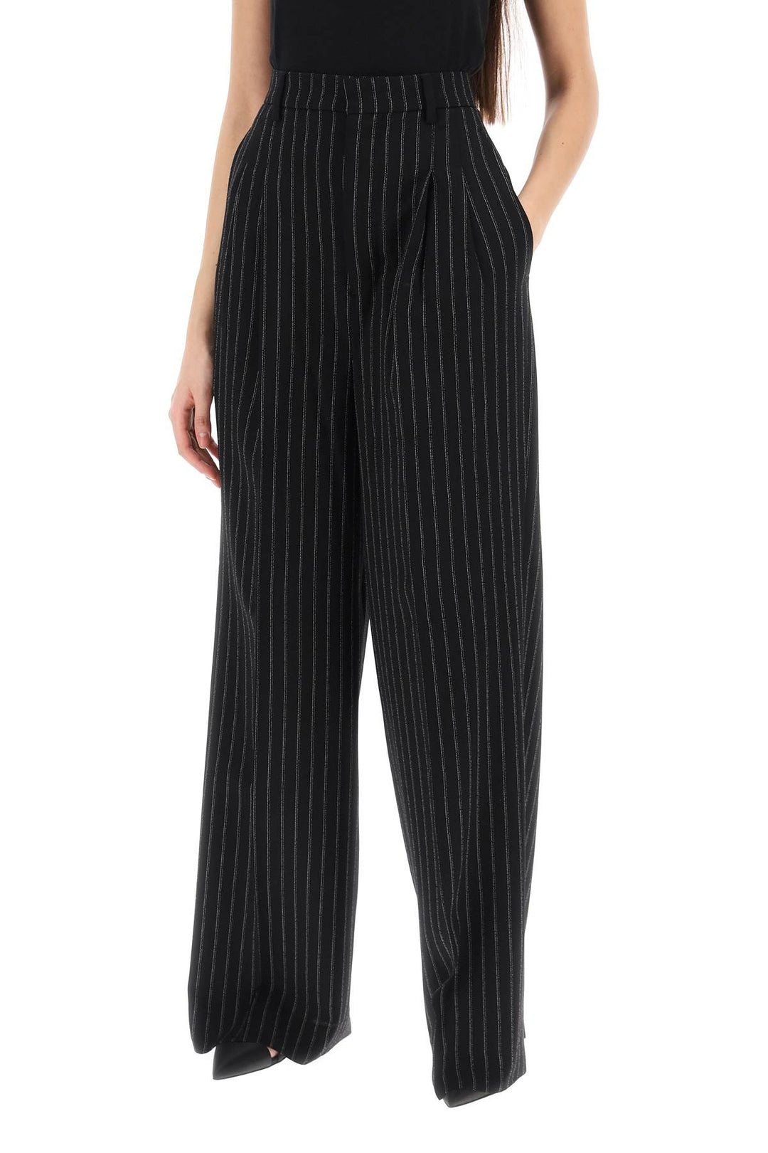 Ami Alexandre Matiussi wide-legged pinstripe trousers