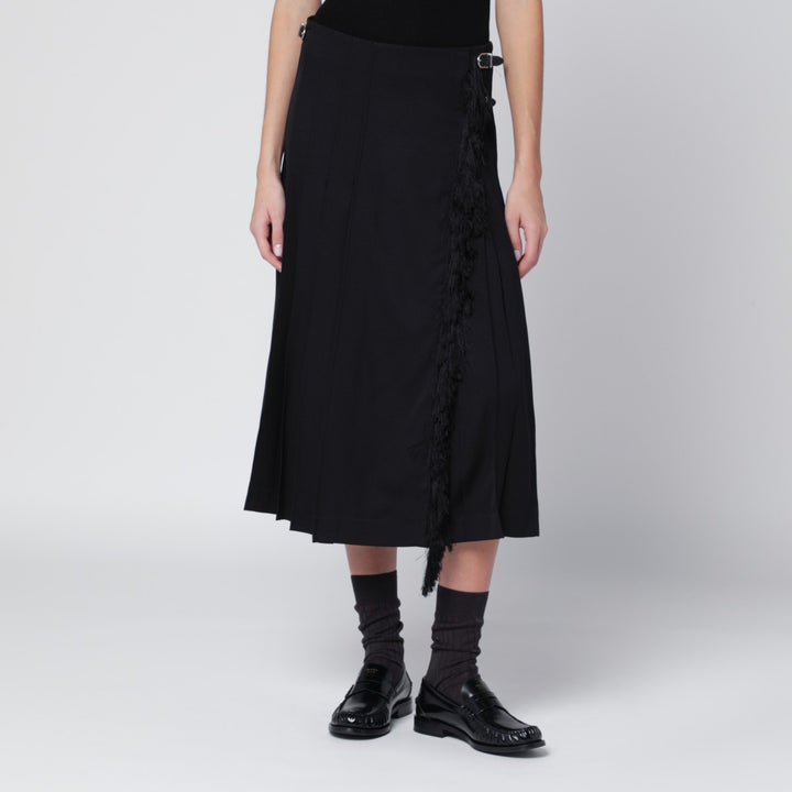 Durazzi Milano Black virgin wool wrap skirt