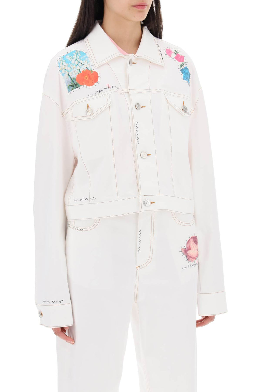 Marni Cropped Cenim Embroidered Jacket