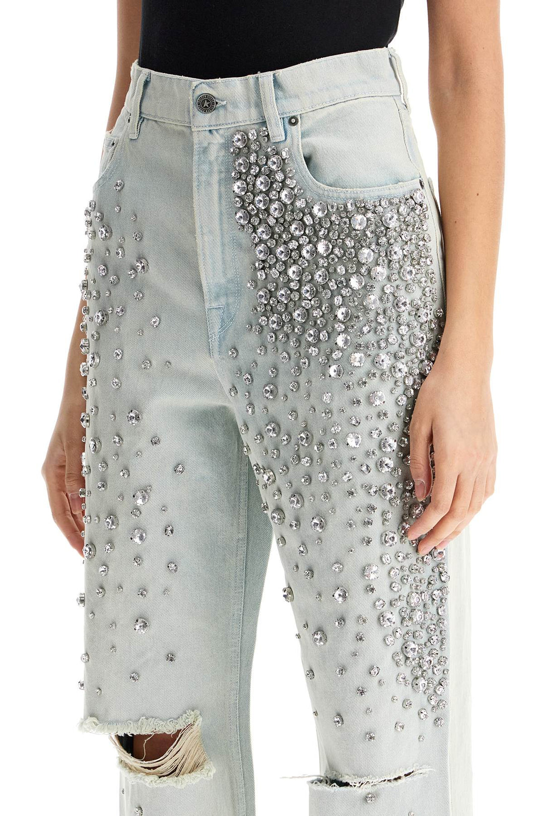 Golden Goose cotton jeans with crystals