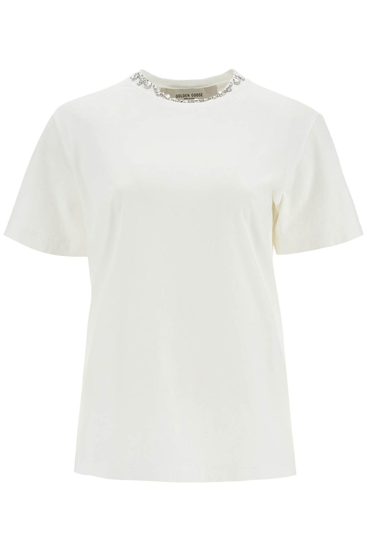 Golden Goose cotton t-shirt with rhinestone embroidery