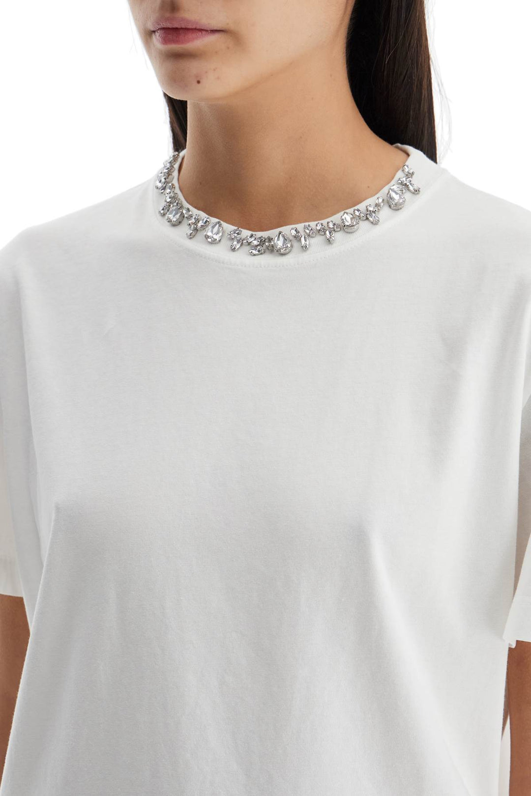 Golden Goose cotton t-shirt with rhinestone embroidery