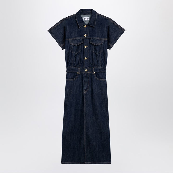 GANNI organic denim midi dress