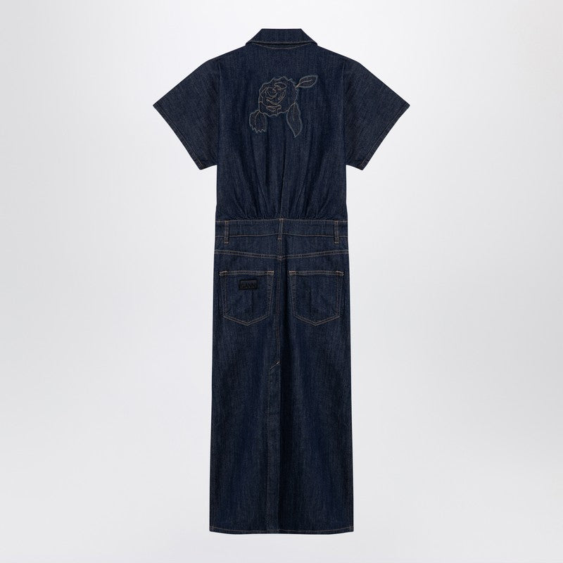 GANNI organic denim midi dress