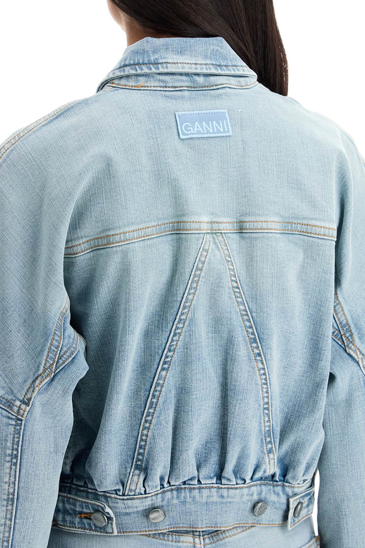 Ganni stretch denim bomber jacket