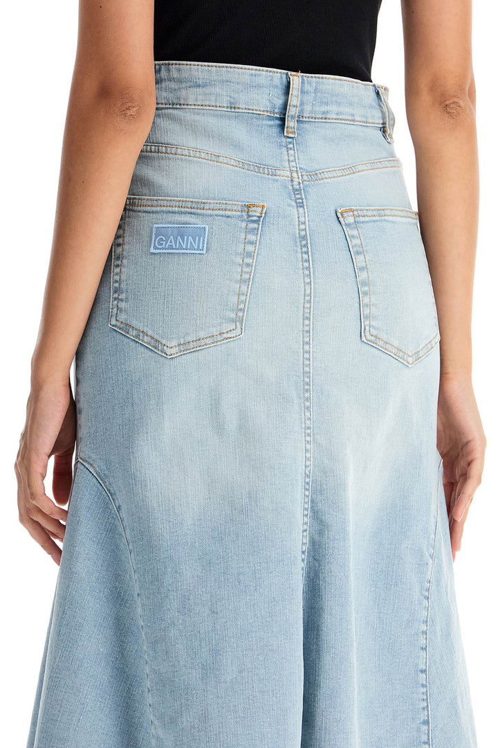 Ganni flared denim skirt