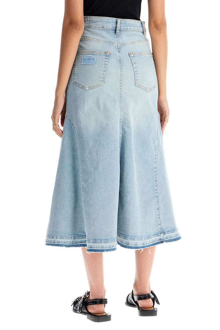 Ganni flared denim skirt