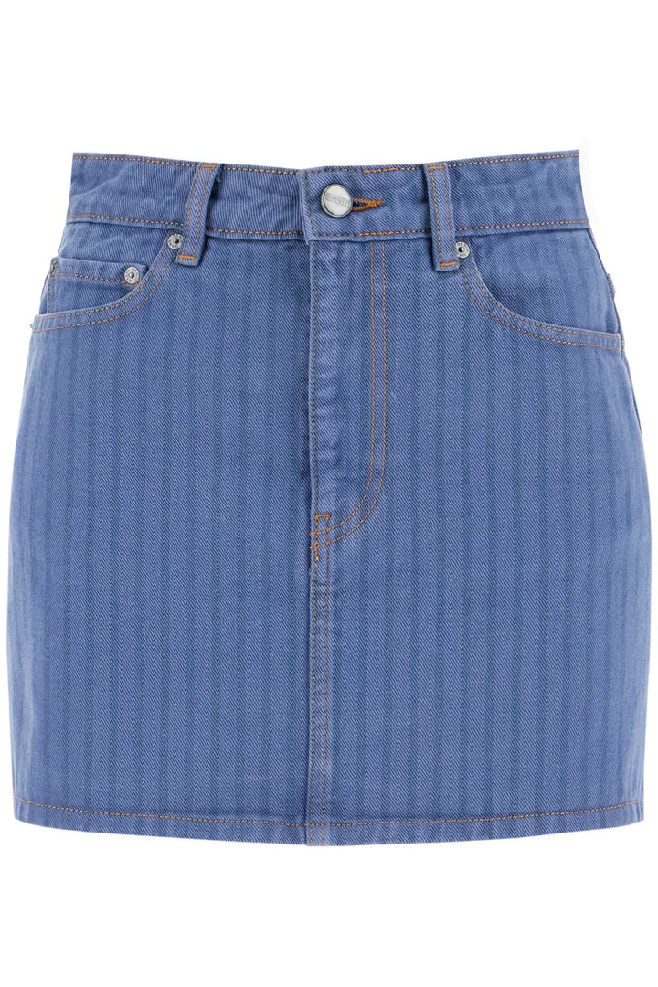 Ganni "striped overdyed denim mini