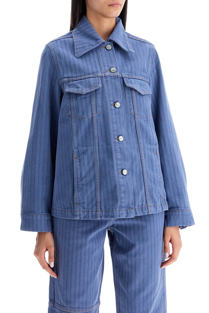 Ganni striped overdyed denim jacket