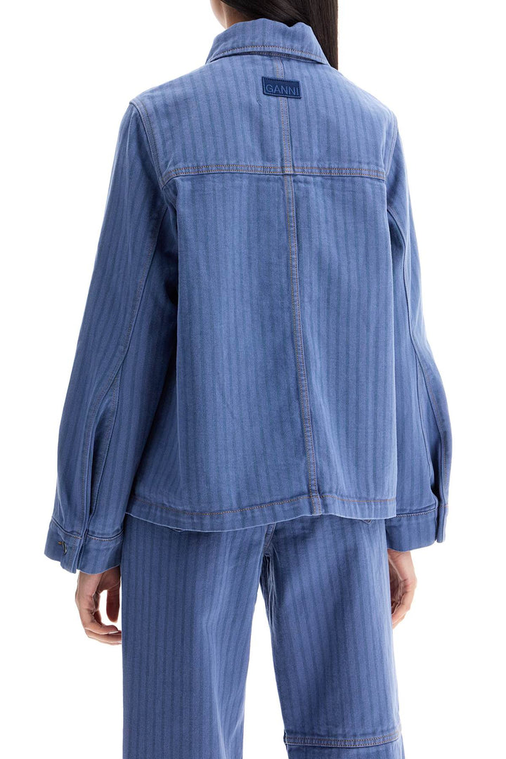 Ganni striped overdyed denim jacket