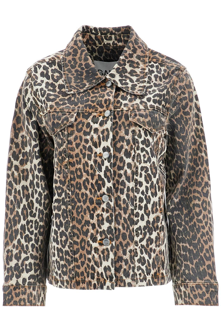 Ganni leopard print denim jacket