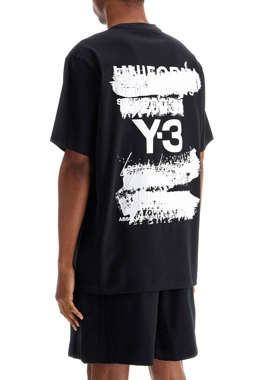 Y-3 black logo cotton t-shirt