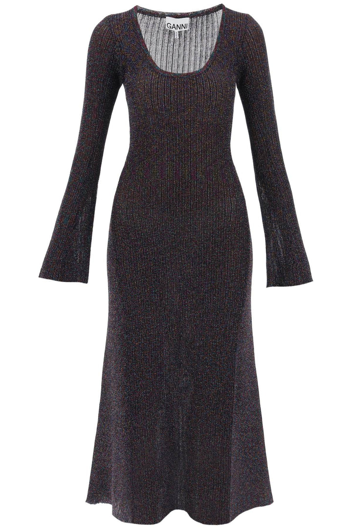 Ganni lurex-knit midi dress