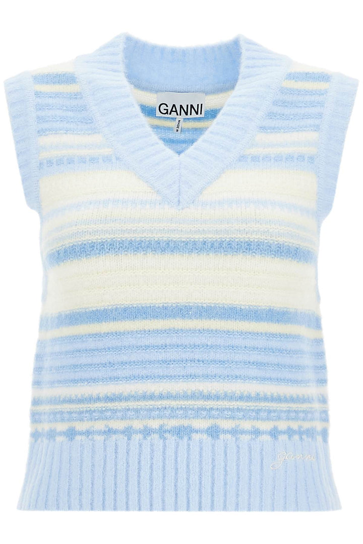 Ganni "soft striped knit vest with a comfortable