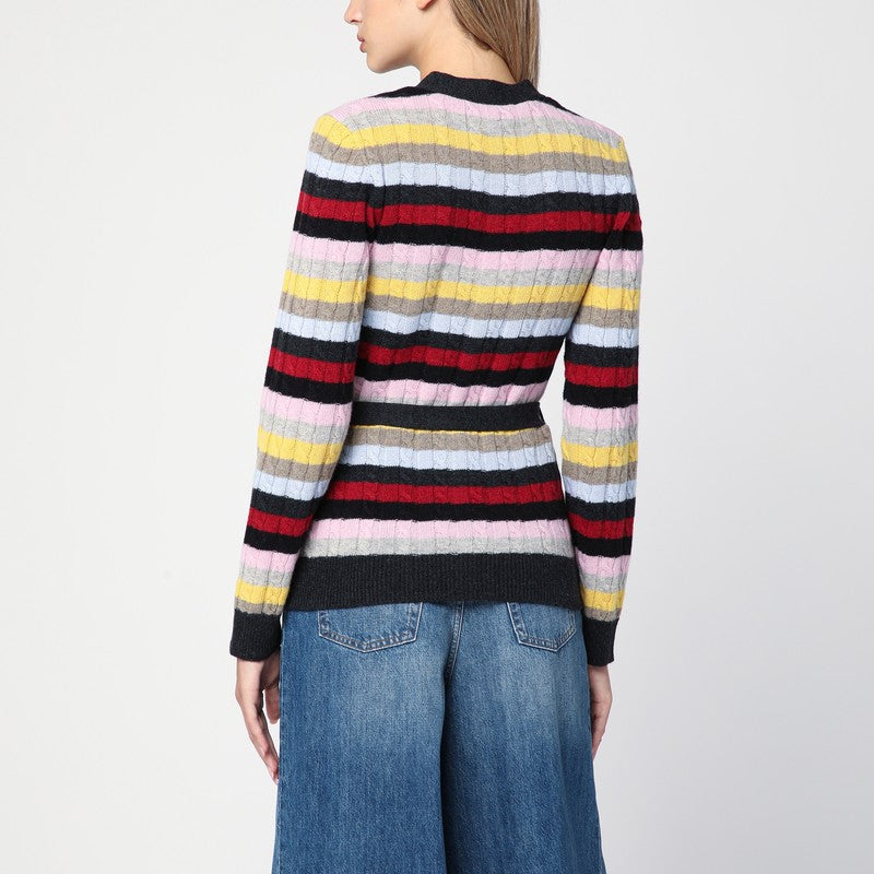 GANNI striped cardigan with belt