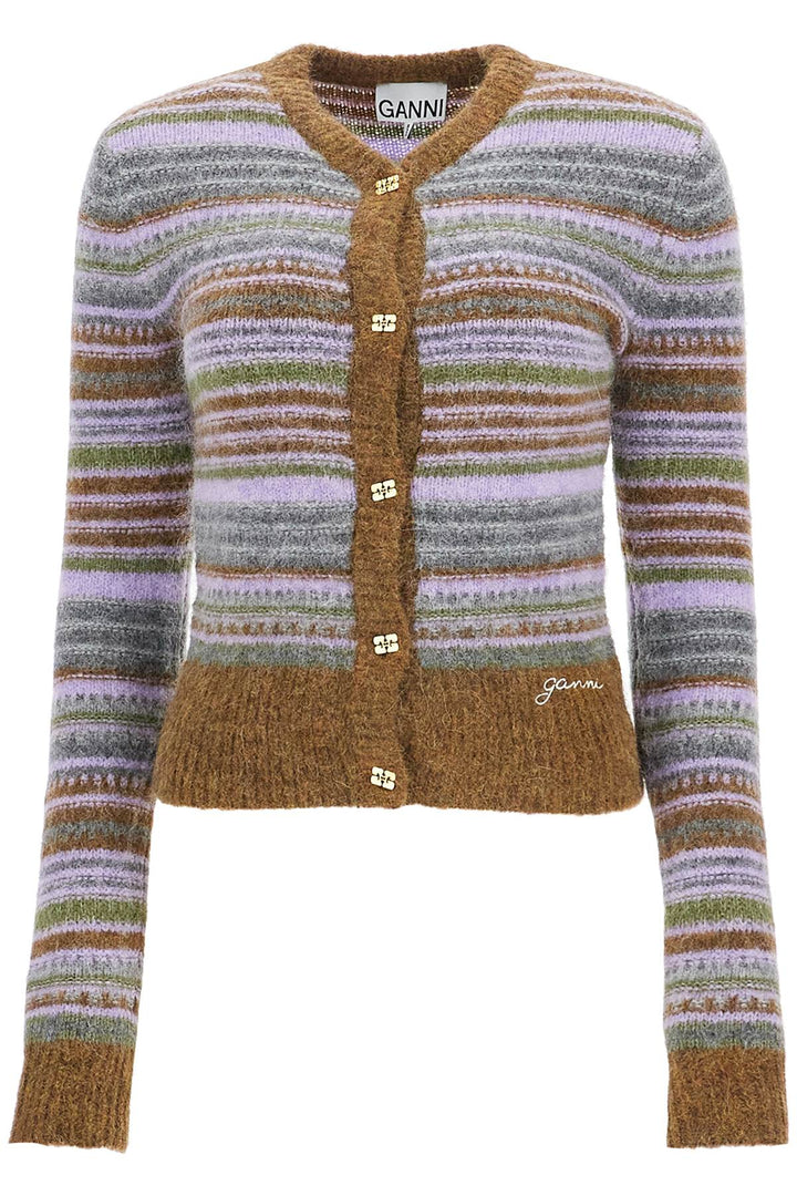 Ganni soft striped cardigan