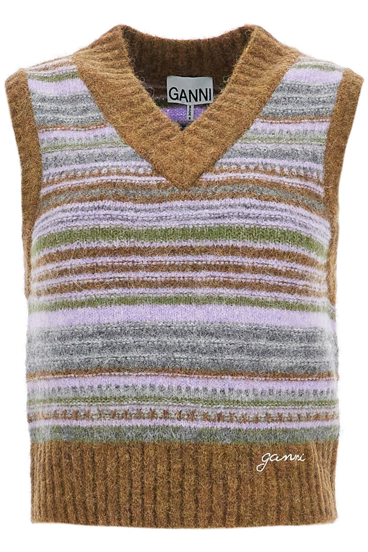 Ganni soft striped knit vest