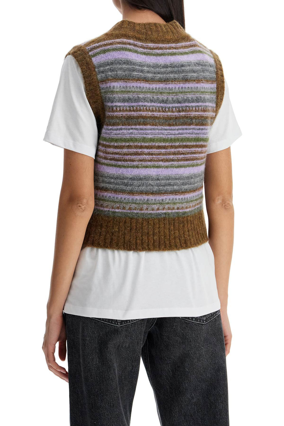 Ganni soft striped knit vest