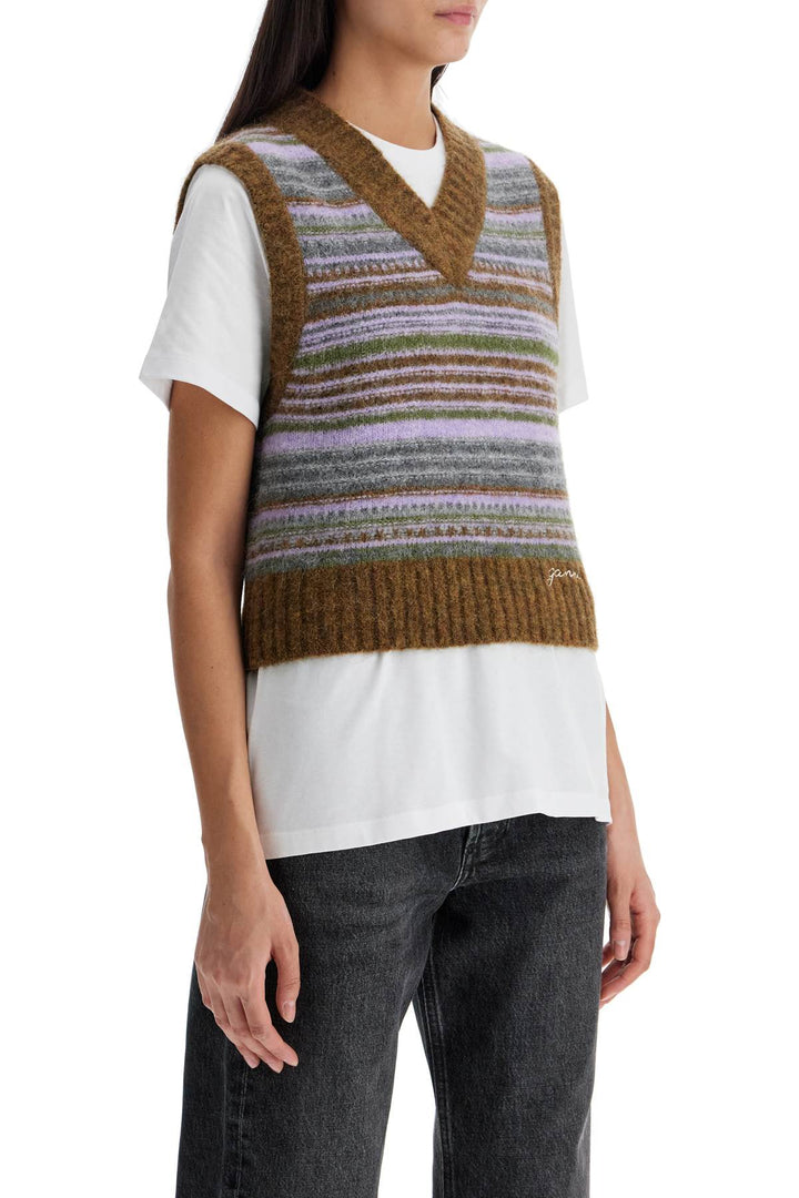 Ganni soft striped knit vest