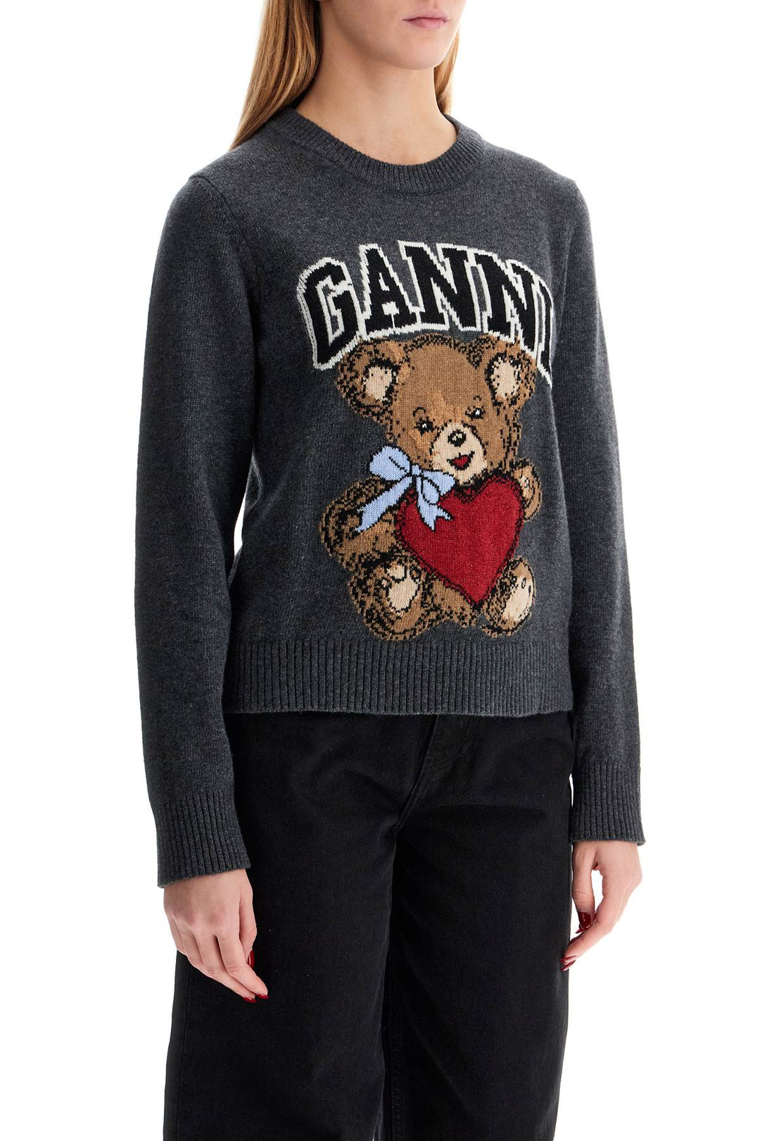 Ganni graphic bear knit sweater