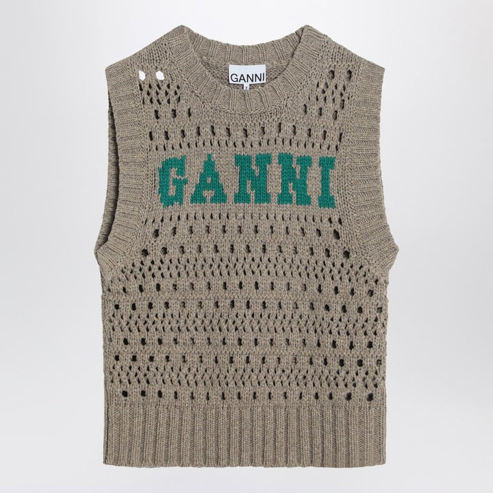 GANNI vest with logo inlay