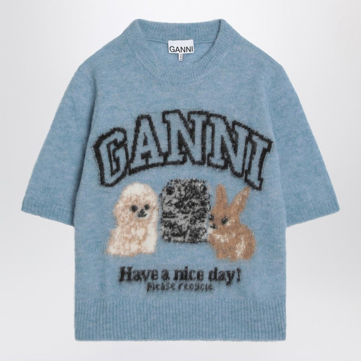 GANNI alpaca blend logo sweater
