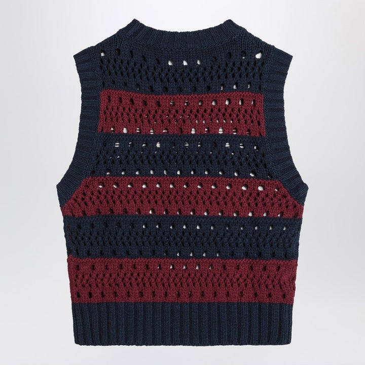 GANNI Striped vest with logo inlay
